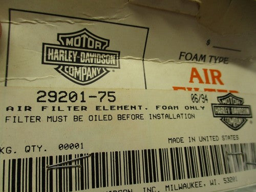 Genuine Harley Davidson NOS Air Cleaner Filter Element Foam Only 29201