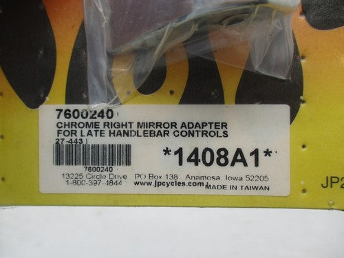 Harley J&P Chrome Right Mirror Adapter Late Handlebar Controls 7600240