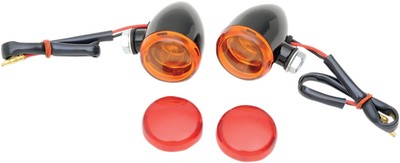 Drag Specialties Gloss Black Mini Deuce Marker Lights Amber/Red Bolt M
