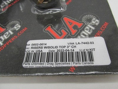 LA Choppers Harley 3" Chrome Handlebar Risers w/ Solid Top 0602-0614 L
