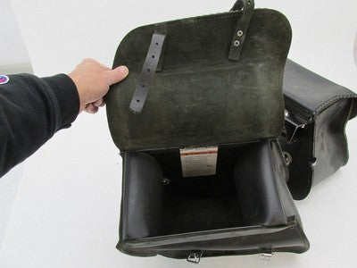 Pair of Auburn Black Leather Lockable Harley Davidson Saddlebags with