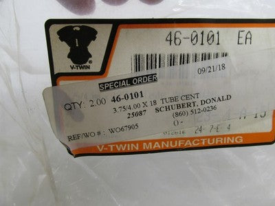 V-Twin NOS Single 3.75/4.25 x 18" Tube Center Valve Rubber Stem 46-010