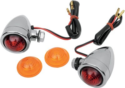 Drag Specialties Custom Bullet Marker Lights Amber/Red Lens 2040-0532