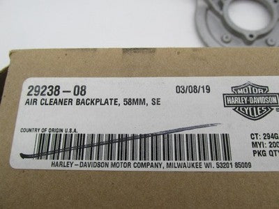 Harley Genuine NOS Screamin Eagle Air Cleaner 58MM Backing Plate 29238