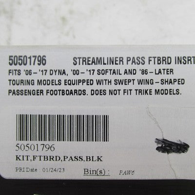 Pair of Harley OEM NIB Streamliner Passenger Footboard Inserts Black 5