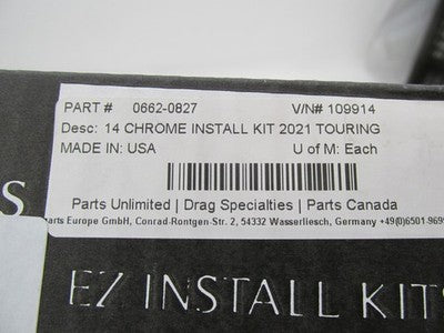 Fat Baggers NOS NIB 14" Chrome Handlebar Install Kit Touring 0662-0827