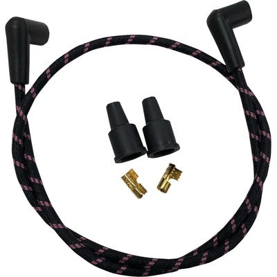Drag Specialties Universal Braided Spark Plug Wires Black/Pink 2104-04