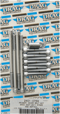 Drag Specialties Primary Cover Socket-Head Bolt Set Chrome Knurled 240