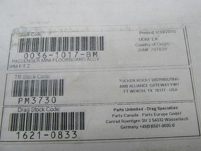 Performance Machine NOS Passenger Mini Floorboard Assembly 0036-1017-B
