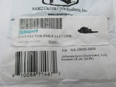 Lot of 25 Namz NOS .25 Female Quick Disconnect 16-14 Gauge Wire 2120-0