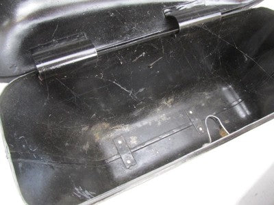 Pair of Vintage Black Metal Motorcycle Police Style Saddlebags 15"x5"x