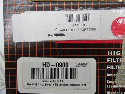 K&N High Flow Air Cleaner Filter for Harley Davidson Sportster HD-0900