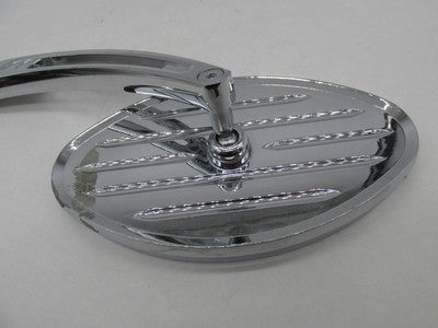 Arlen Ness Chrome Left Side Oval Grooved Side Mirror