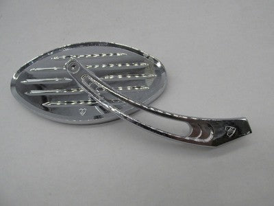 Arlen Ness Chrome Left Side Oval Grooved Side Mirror