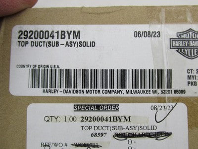 Harley-Davidson Genuine OEM NOS Top Duct Sub Assembly Black Denim 2920