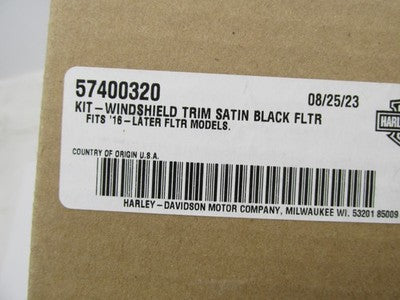 Harley Davidson Genuine NOS Windshield Trim Kit Black Satin 57400320