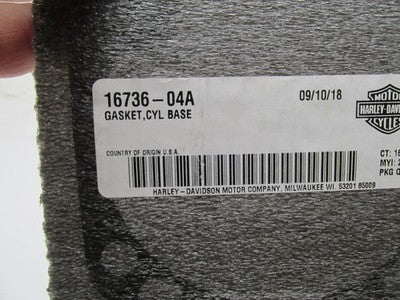 Harley Davidson Genuine NOS Cylinder Base Gasket 16736-04A