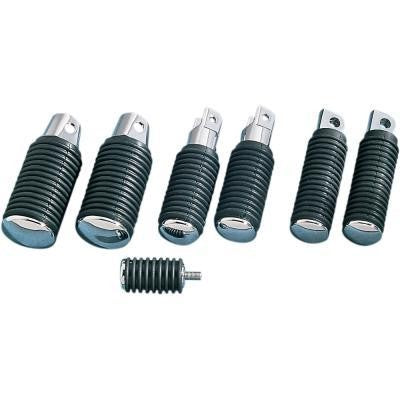 Drag Specialties Chrome Footpegs with Rubber Sleeves 4in. with Large Female M...