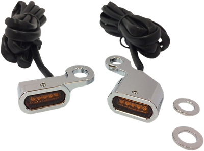 Drag Specialties LED Handlebar Marker Lights Chrome/Amber/Amber 2040-2