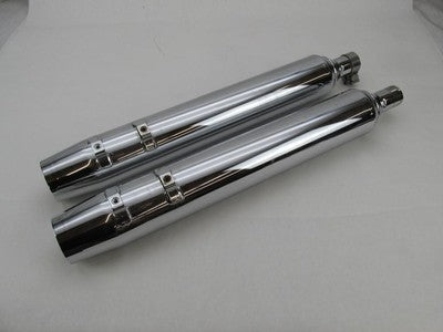 Pair of Harley Genuine Stock Tri Glide Chrome Exhaust Mufflers 6490024