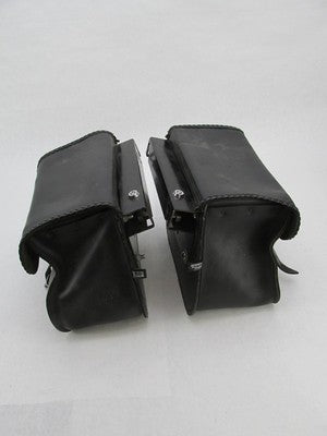 Pair of Auburn Black Leather Lockable Harley Davidson Saddlebags with