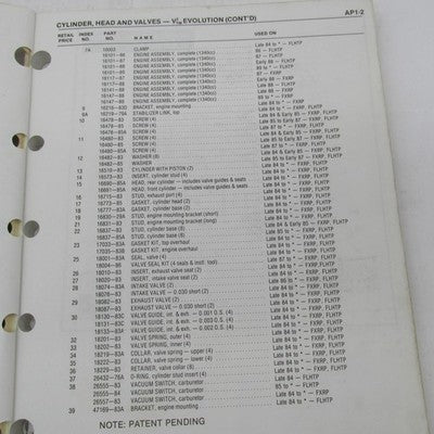 Harley-Davidson Official Factory 1984-1989 Police Models Parts Catalog