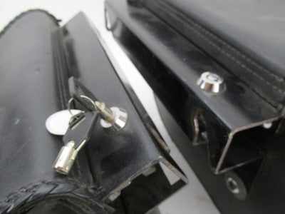 Pair of Auburn Black Leather Lockable Harley Davidson Saddlebags with