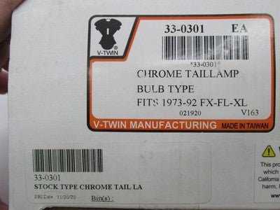 V-Twin NOS Chrome Stock-Type Tail Lamp Assembly for Harley-Davidson 33