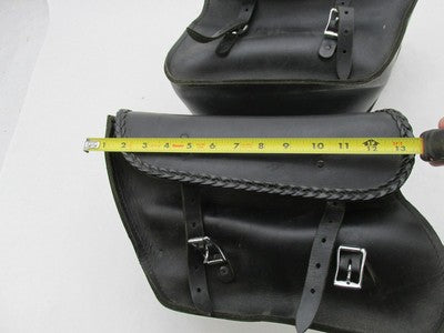 Pair of Auburn Black Leather Lockable Harley Davidson Saddlebags with