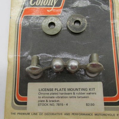 Colony NOS Chrome Acorn Head License Plate Mounting Kit 7815-4