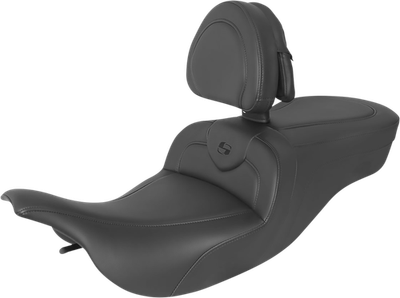 Saddlemen RoadSofa Seat - With Backrest Black W/Black Stitching 897-07