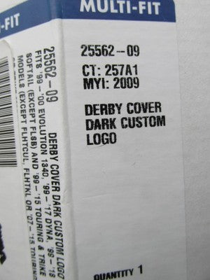 Harley Davidson Genuine NOS Derby Cover Dark Custom Logo Kit 25562-09
