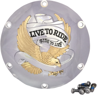 Drag Specialties Live to Ride Derby Cover Gold 1107-0630