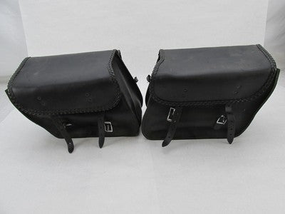 Pair of Auburn Black Leather Lockable Harley Davidson Saddlebags with
