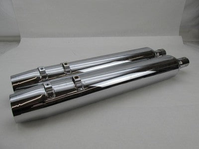 Pair of Harley Genuine Stock Tri Glide Chrome Exhaust Mufflers 6490024