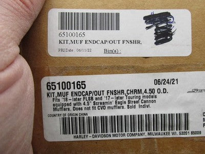 Harley Davidson Genuine NOS Slash Cut Muffler End Cap 65100165