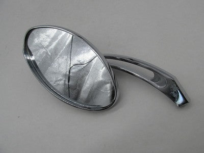 Arlen Ness Chrome Left Side Oval Grooved Side Mirror