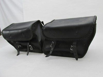Pair of Auburn Black Leather Lockable Harley Davidson Saddlebags with