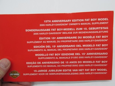 Harley OEM NOS 15th Anniversary Fat Boy 2005 Manual Supplement