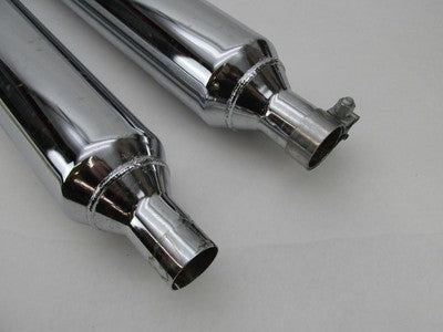 Pair of Harley Genuine Stock Tri Glide Chrome Exhaust Mufflers 6490024