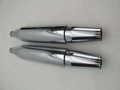 Pair of Harley-Davidson Genuine Chrome Exhaust Mufflers 64900456 & 649