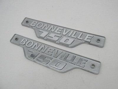 Pair of Triumph Bonneville 750 Silver Side Panel Badges Emblems 88-7306