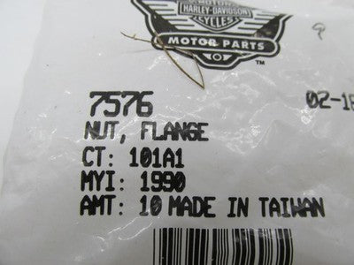 Lot of 7 Harley Davidson Genuine NOS Nut Flange 7576