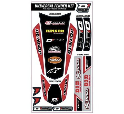 D'COR Universal Fender Trim Decals Cor Red 15-10-100