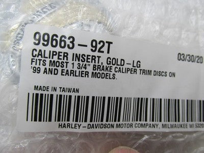 Harley-Davidson OEM NOS "Live to Ride" Gold Eagle Brake Caliper Insert