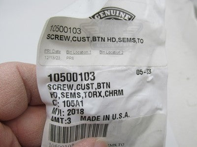 Lot of 2 Harley Davidson Genuine NOS Button Head Screw 10500103
