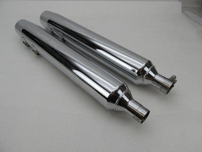 Pair of Harley Genuine Stock Tri Glide Chrome Exhaust Mufflers 6490024