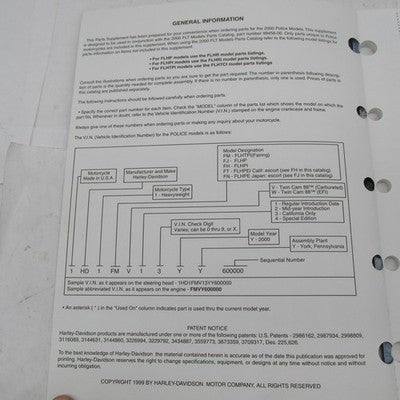 Harley Davidson OEM 2000 Police Models Supplement Factory Manual 99545