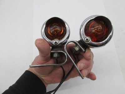 Pair of Harley Davids Yankee Guide Bullet Amber Turn Signals with Viso
