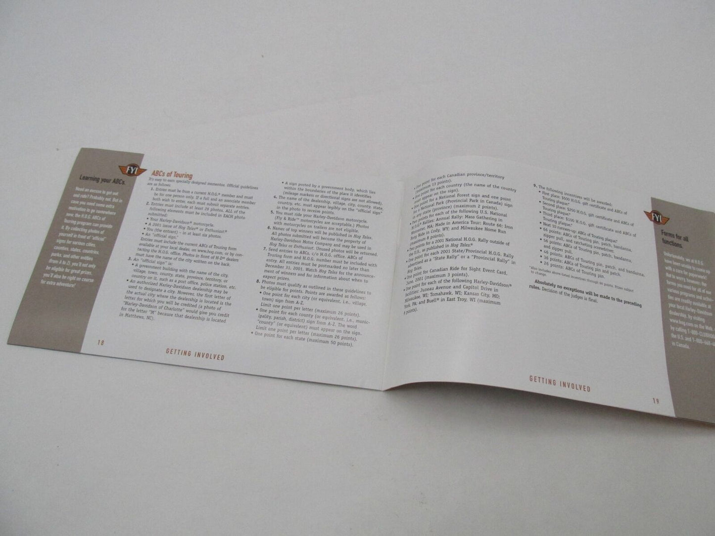 Harley Owners Group 2001 HOG Gotta Know Before You Go Membership Manual